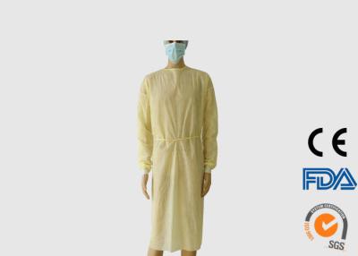 China Vestuários médicos descartáveis feitos malha dos punhos, combinações descartáveis amarelas à venda