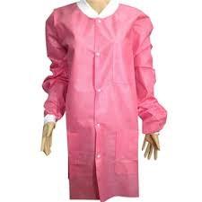 China White Disposable Polypropylene Lab Coat , Film Laminated Disposable Visitor Coats for sale