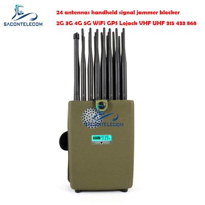 China Europe Type WiFi Signal Jammer 24w 24 Channels For 2G 3G 4G 5G LTE GPS Lojack 173mhz for sale