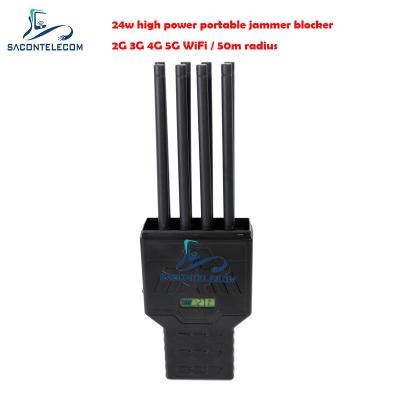 China 5G Portable Mobile Phone Signal Jammer 8 Channels 28w High Power 50m Radius for sale