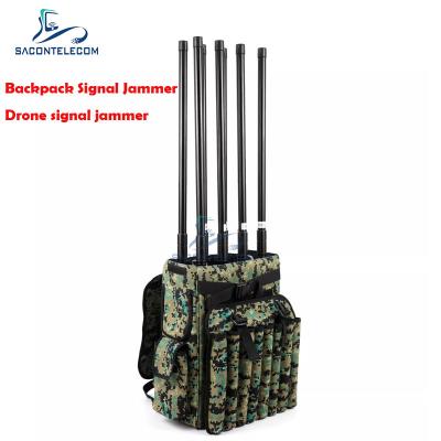 China 6 Channels 155w High Power Backpack Jammer 2KM Distance VSWR Drone Frequency Jammer for sale
