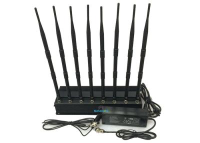 China High Power Cell Phone Signal Jammer , Cell Phone Blocker Jammer Eight Antennas for sale