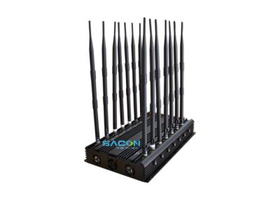 China 3G 4G 14 Bands Cell Phone Jammer Device VHF UHF With High Gain Antennas for sale