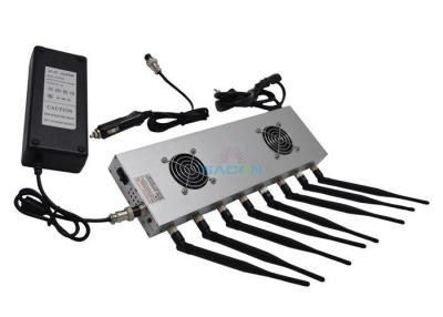 China 8 Antennas 16w High Power Mobile Phone Jammer 2 Cooling Fans For Churches for sale