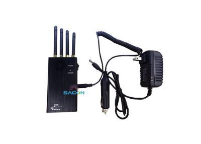 China 2w Portable Cell Phone GPS Jammer 200mA/h With Fan 4 Antennas DIP Adjust for sale