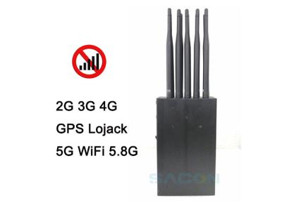 China Bloqueador de interferência de sinal 5G portátil 10 antenas 1w cada banda 2G 3G 4G 5G WiFi 15m à venda