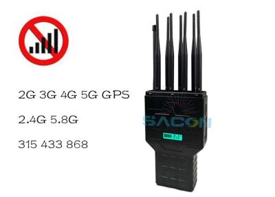 China Handheld 2G 3G 4G GPS 16w 30m Mobile Phone Signal Blocker High Power Portable Jammer for sale