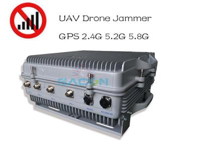 China IP64 a prueba de agua de alta potencia 385w Drone Jammer de señal de 1,5 km GPS de larga distancia 2.4G 5.8G en venta