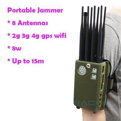 China 8000mAH 8 Antennas Handheld GPS Signal Jammer 2G 3G 4G Signal Jammer for sale