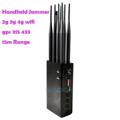 China Portable WiFi 8 Bands 2G 3G 4G GPS Cell Signal Disruptor Mobile Signal Jammer for sale