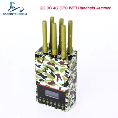China 3w 6 Channels 20m Military Signal Jammer 2G 3G 4G GPS WiFi 4000mAH for sale