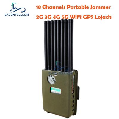 China DC12V 16w Cell Phone Signal Jammer 4G 5G VHF UHF Handheld Signal Blocker for sale