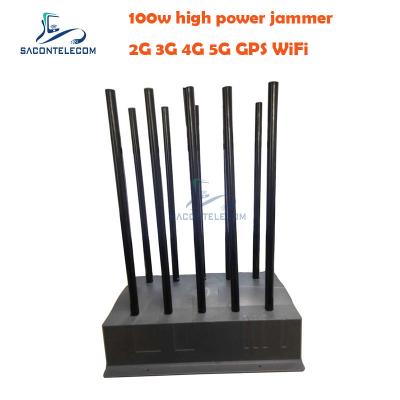 China DCS 100w High Power Signal Jammer Blocker 10 Channels VHF UHF Jammer for sale