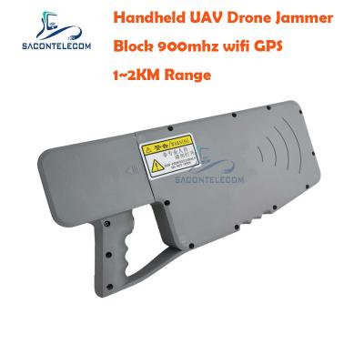 China 1200m GSM 900mhz UAV Drone Jammer WiFi GPS Handheld Manual Control for sale