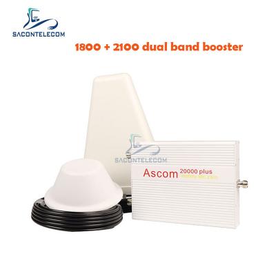 China 1800mhz 2100mhz Dual Band Amplifier AGC B1 B3 Ascom 8000sqm for sale