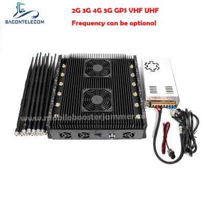 China 315mhz 433mhz Lora Cell Phone Signal Jammer 12 Bands 90w VHF LOJACK for sale