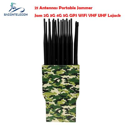 China 21 Channels 5G Signal Jammer Blocker Camouflage Plastic Case Handheld for sale