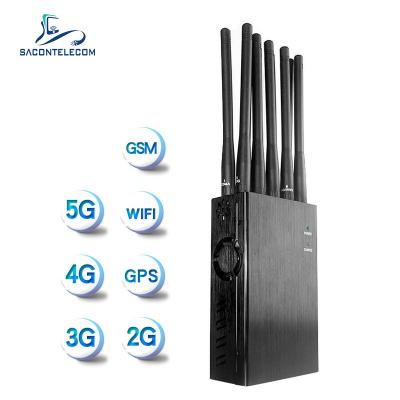 China WiFi GPS Lojack 2G 3G 4G 5G Signal Jammer Blocker 10 Channels 10w Power 20m Radius for sale
