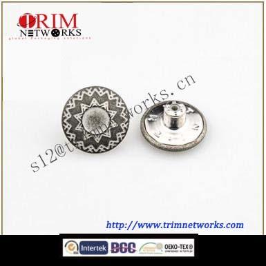 China Brass jeans 20MM&17MM HVB Oxid Tin sunflower pattern round fashion accessories button for sale