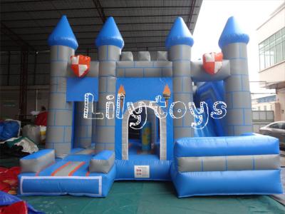 China Blue grey Commercial Inflatable Sports Wet Dry Combo Bounce House Slide Jumper for sale
