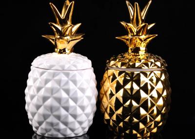 China White Ceramic Candle Holder Modern Candle Holders Unique Pine Apple Shaped for sale
