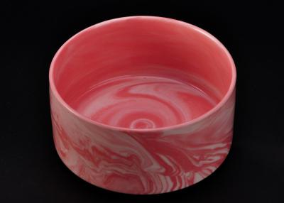 China Round Tealight Holder Pink Marble Ceramic Candle Jars for Home Decor for sale