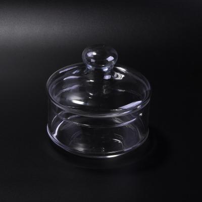 China Recyclable printed Clear storage glass jar with galss lid for food for sale