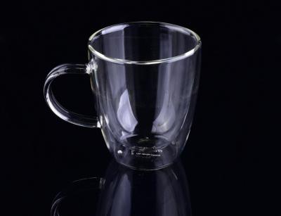 China vidros bebendo de copo de chá do vidro de Pyrex da parede 10Oz/Borosilicate dobro puro brilhante à venda
