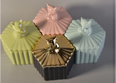 China Diverso caramelo colorea líneas verticales de la vela del negro de cerámica de los tarros con las tapas del Fox en venta