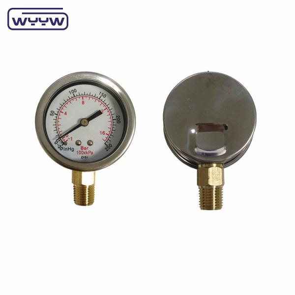 Quality 60mm 1bar Vacuum Pressure Gauge Steel Case With Brass Connection for sale