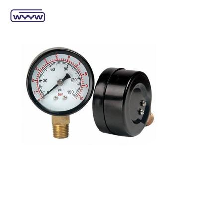 China 50 mm de alta calidad, medidor de presión en seco Casilla de acero negro de alta calidad Medidor de presión hidráulico Medidor de presión de aire en venta