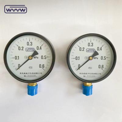 China 100mm black steel bourdon tube type bottom connection MPa common rail pressure gauge for sale