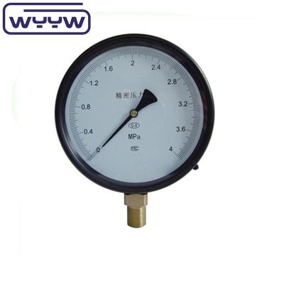 China Tamaño del dial manómetro de presión de precisión con caja de acero negro en venta