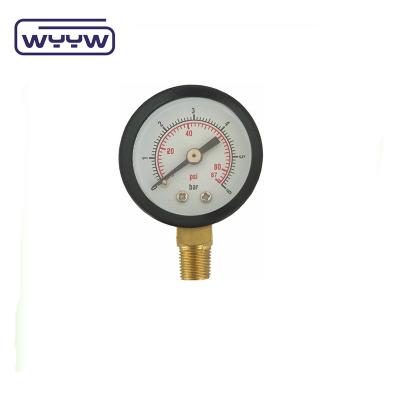 China Bottom 40mm 1.5' Argon Gas Pressure Gauge Plastic Material for sale