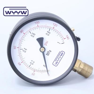 中国 4 inch ppressure manometer double scale bar and psi M20X1.5 or G1/2