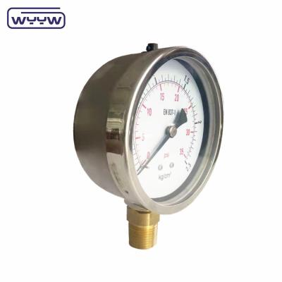 China Portable Hydraulic Water Pressure Meter Tester Gauge Bottom Mount Case Stainless Steal 100MM pressure gauge 600 bar for sale