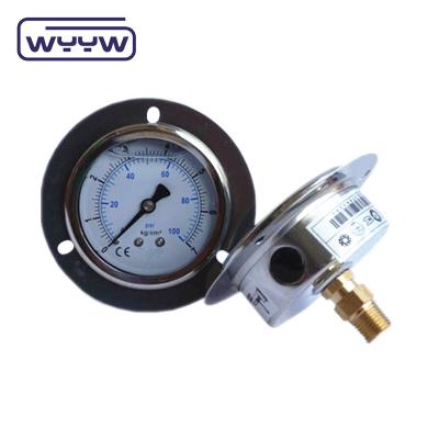 China Impact Resistance Precise 150 Psi Hydraulic Pressure Gauge Oil 400 Bar With Front Flange for sale