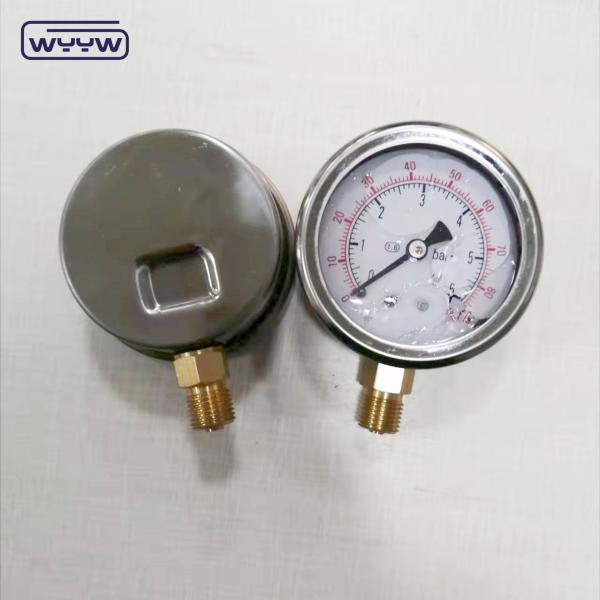 Quality China manufacturer stainless steel 1/4"bsp glycerin pressure gauge 16 bars for sale