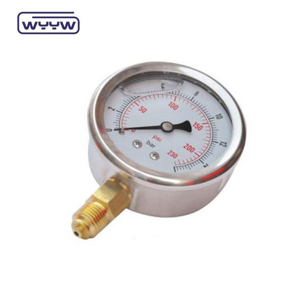 Quality China manufacturer stainless steel 1/4"bsp glycerin pressure gauge 16 bars for sale
