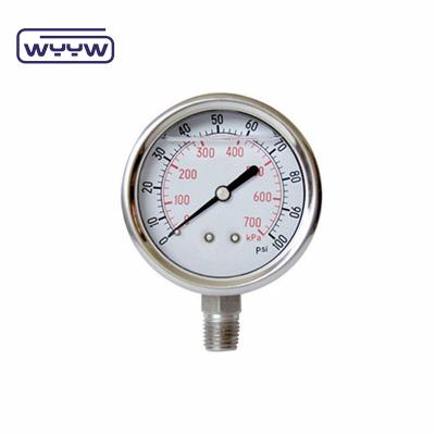 China Dual Scale Stainless Steel Pressure Gauge Shock Resistant  100mm Size for sale