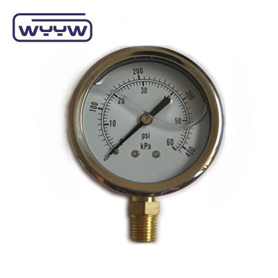 China Silicone Oil Filled Pressure Gauge Manometer 60mm 1 Year Warranty for sale