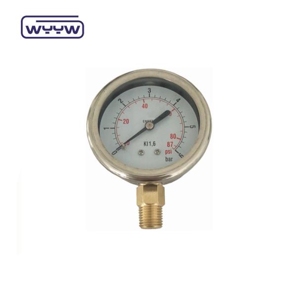 Quality Silicone Oil Filled Pressure Gauge Manometer 60mm 1 Year Warranty for sale