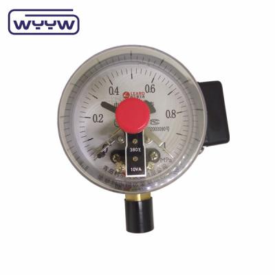China 100mm black steel bottom pressure manometer with electric contact en venta