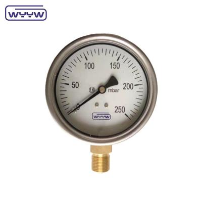 China Chinese  bottom stainless steel manometer price bellows type 0-50 mbar capsule low pressure gauge for sale