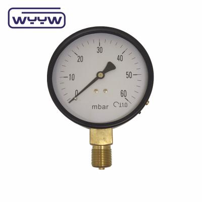 China Low Manometer SS 63mm InH2O WC Pressure Gauge Mbar Bellows Pressure Gauge for sale