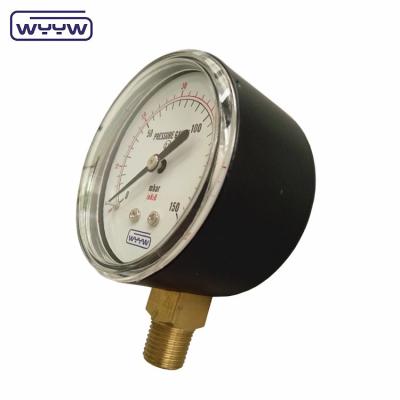 China 150mbar Low Bellows Type Pressure Gauge Manometer 63mm Bottom Mount for sale