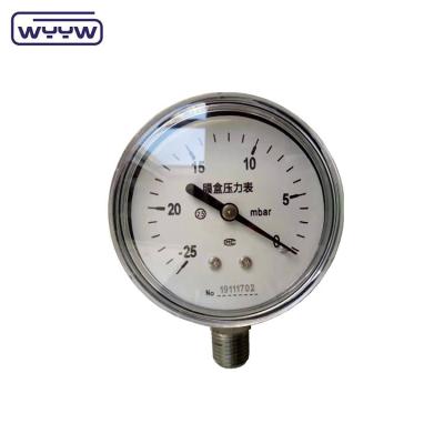 China MMWC & Mbar 63mm Manômetro de pressão de cápsula Material de aço inoxidável à venda