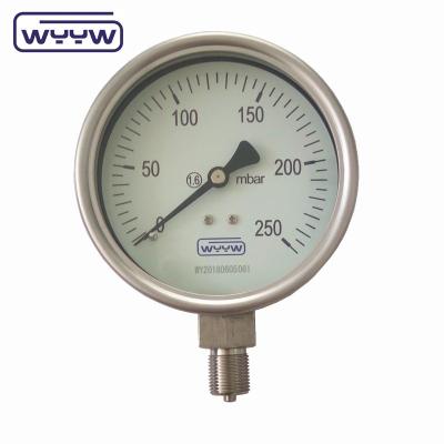 China Low Pressure Bellows Manometer 250 Mbar Stainless Steel Material for sale