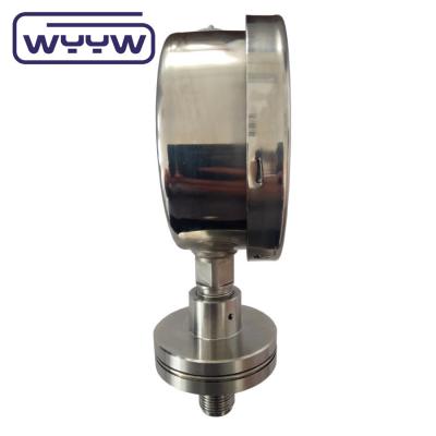 China Medidor de presión lleno de silicona 100 mm SS316 sello de diafragma Medidor de presión Bourdon en venta
