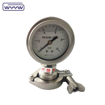 China Heavy Duty Sanitary Diaphragm Pressure Gauge SS316 Clamp Type for sale